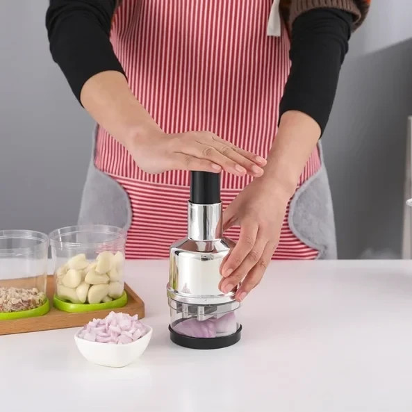 Manual Hand Press Garlic Onion Chopper Vegetable Food Chopper Processor Dicer US