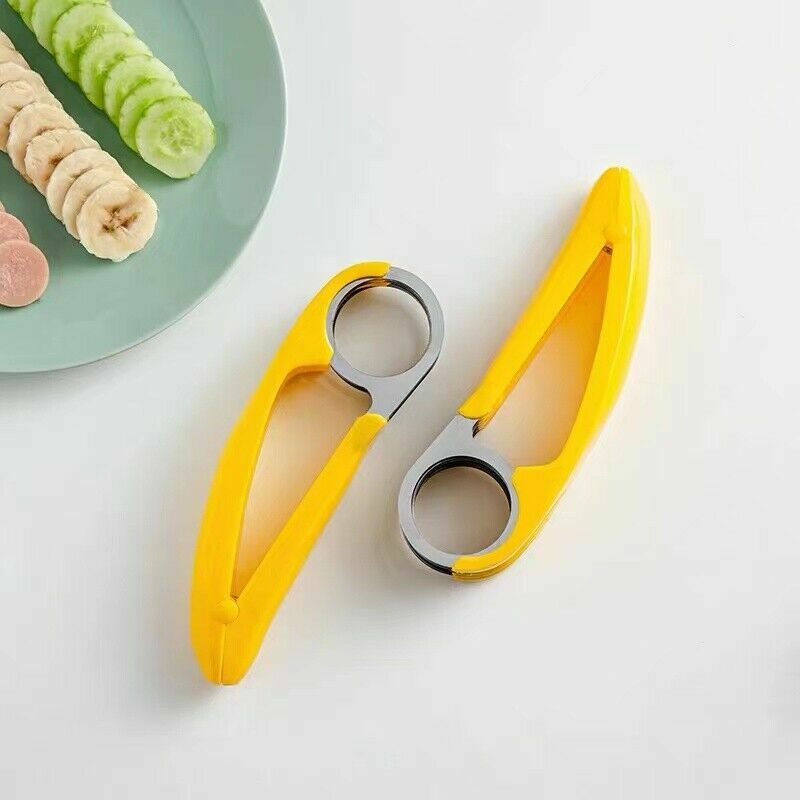 2 PCS Banana Slicer Fruit Knife Kitchen Gadget Bar Tools Veggie Cutter Peeler US
