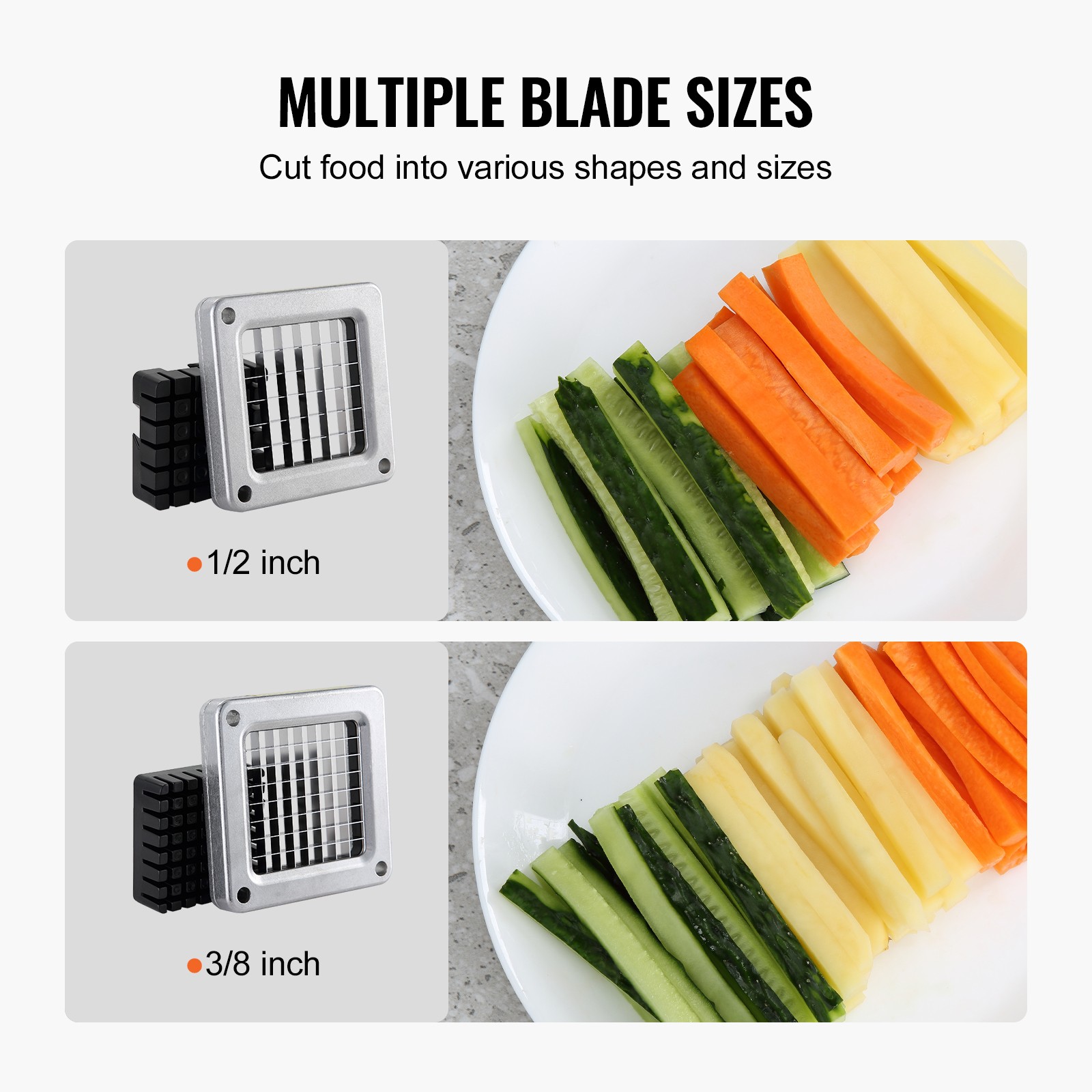 Uimoso French Fry Cutter Stainless Steel Potato Vegetable Slicer Chopper 2Blades