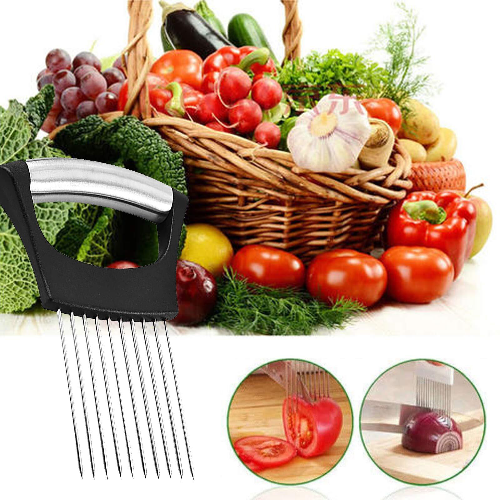 1Pack Stainless Steel Onion Holder Slicer Assistant Cutter Chopper Kitchen Tool