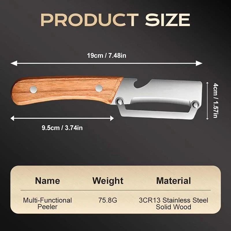 Wooden Multi Functional Vegetable Peeler for Kitchen Veggie Fruit Carrot Orange