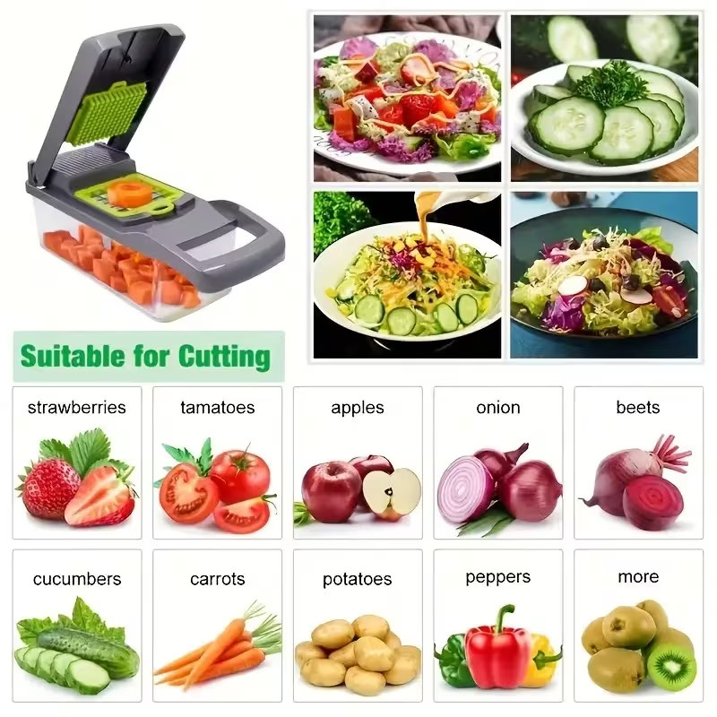16-In-1 Vegetable Fruit Chopper Cutter Food Onion Veggie Dicer Slicer Kitchen