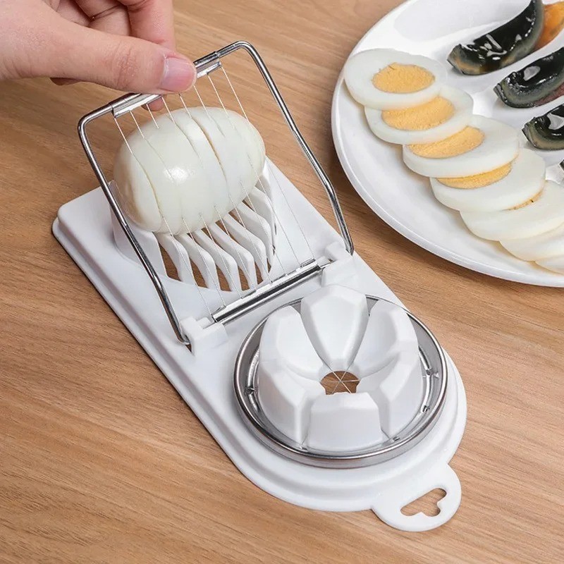 2-in-1 Stainless Steel Wire Egg Cutter Slicer with PP Base – Kitchen Accessory