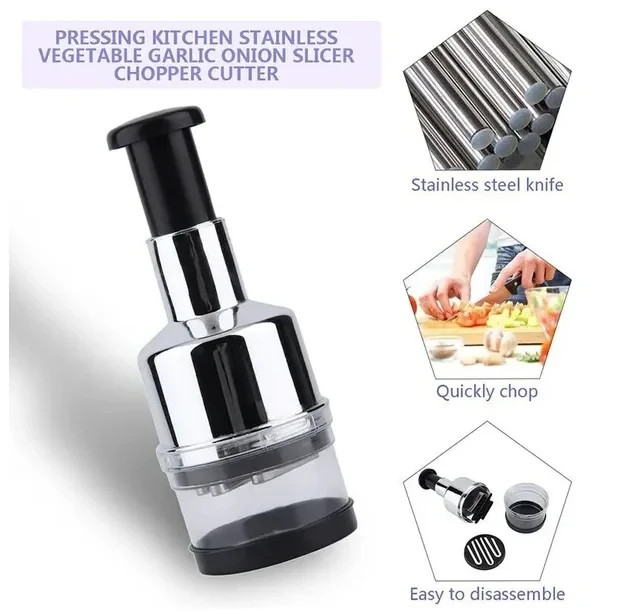Manual Hand Press Garlic Onion Chopper Vegetable Food Chopper Processor Dicer US