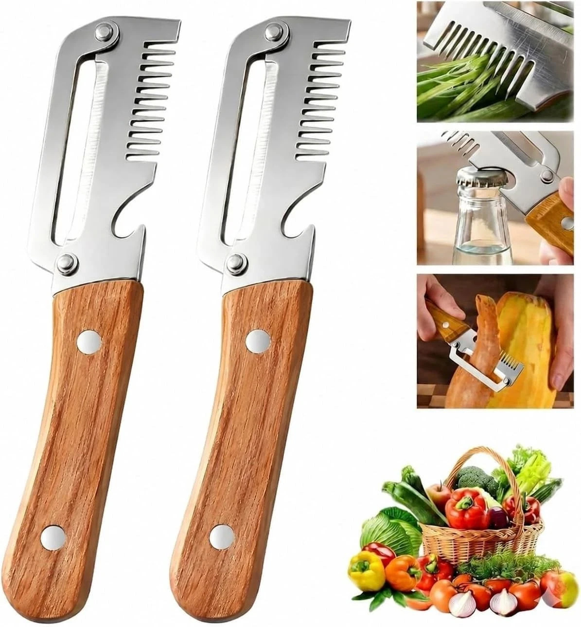 2Pcs Vegetable Peeler 3 in 1 Multi-Functional for Kitchen Stainless Steel Peele