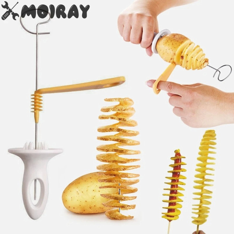 3pcs Spiral Potato Cutter Twister Slicer Stainless Steel Kitchen Tool – NEW