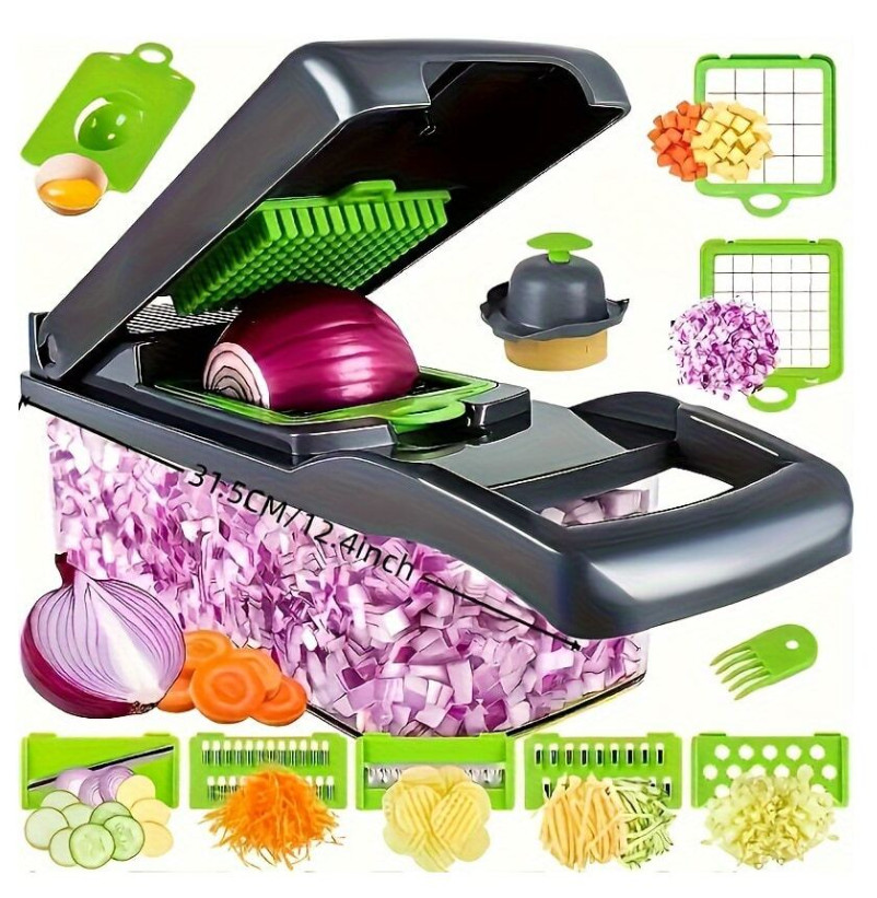 1 Set 16pcs Vegetable Chopper – Manual Slicer Grater Cutter with Container-NEW