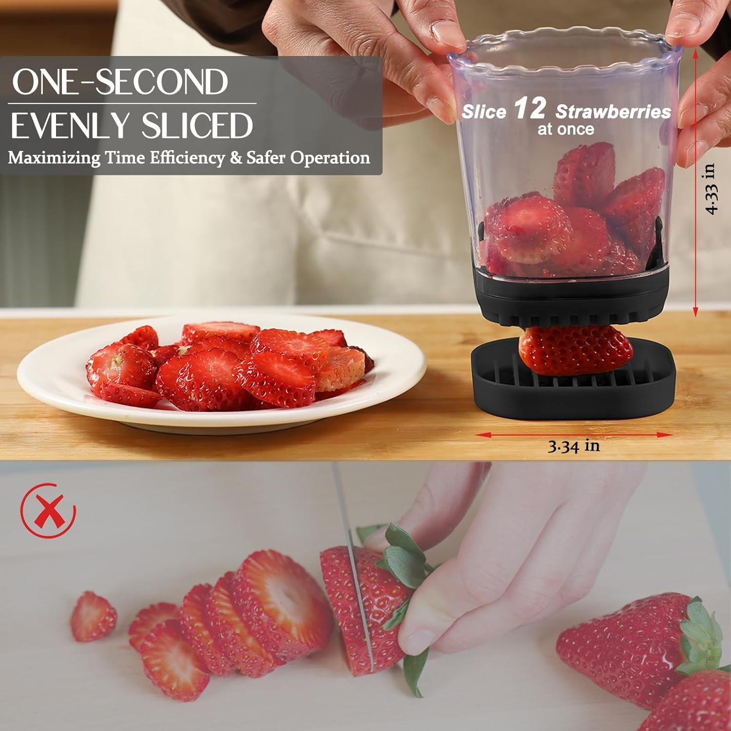 2 in 1 Fruit Slicer Dicer Stainless Steel Strawberry Banana Egg Cutter Kitchen