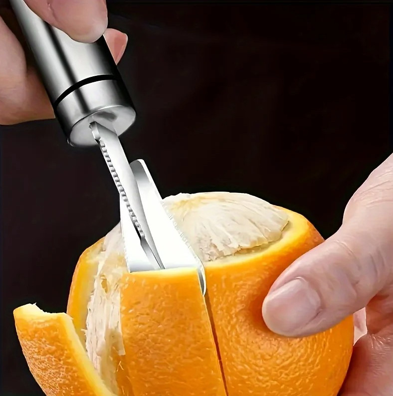 1 pc Stainless Steel Citrus Peeler with Handle – Orange Lemon Easy Peel Tool