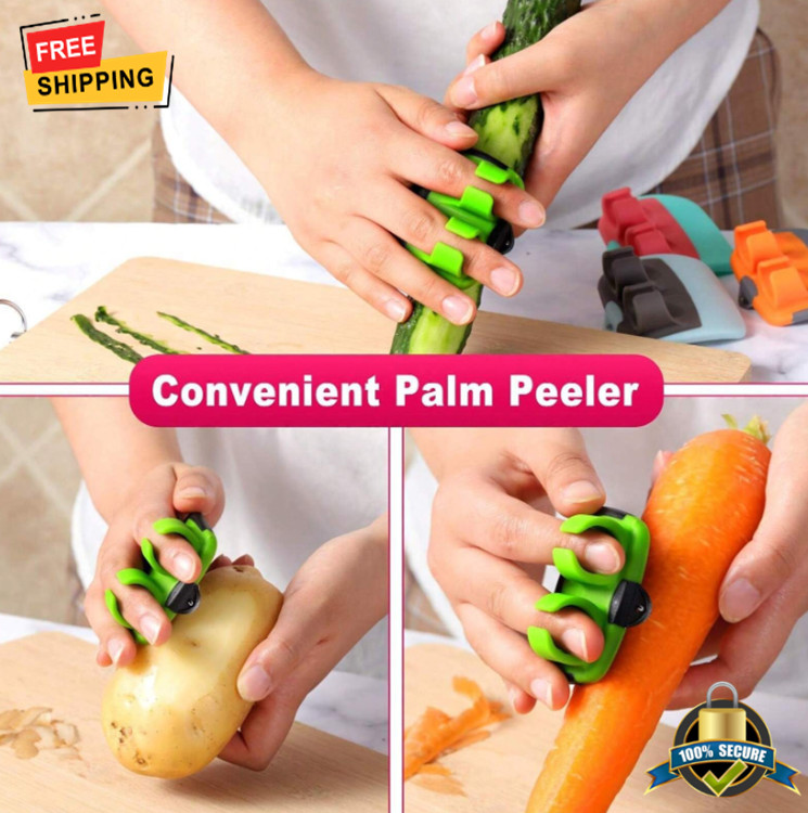 Stainless Steel Finger Palm Peeler – Easy Fruit & Veggie Peeling Tool, Green