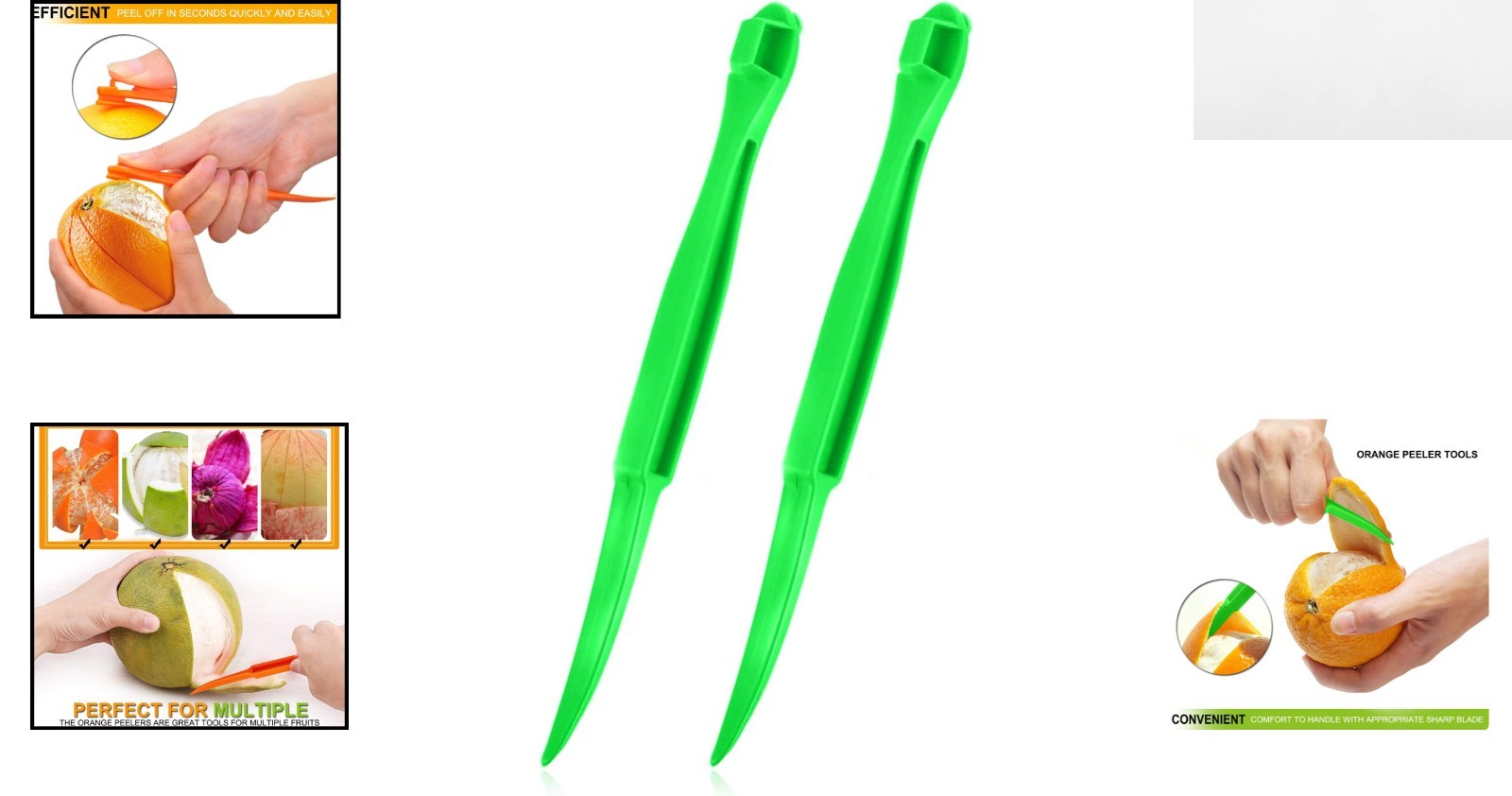 Eco-Friendly Orange Peeler Tool – 2 Pack Manual Citrus Peel Cutters in Green