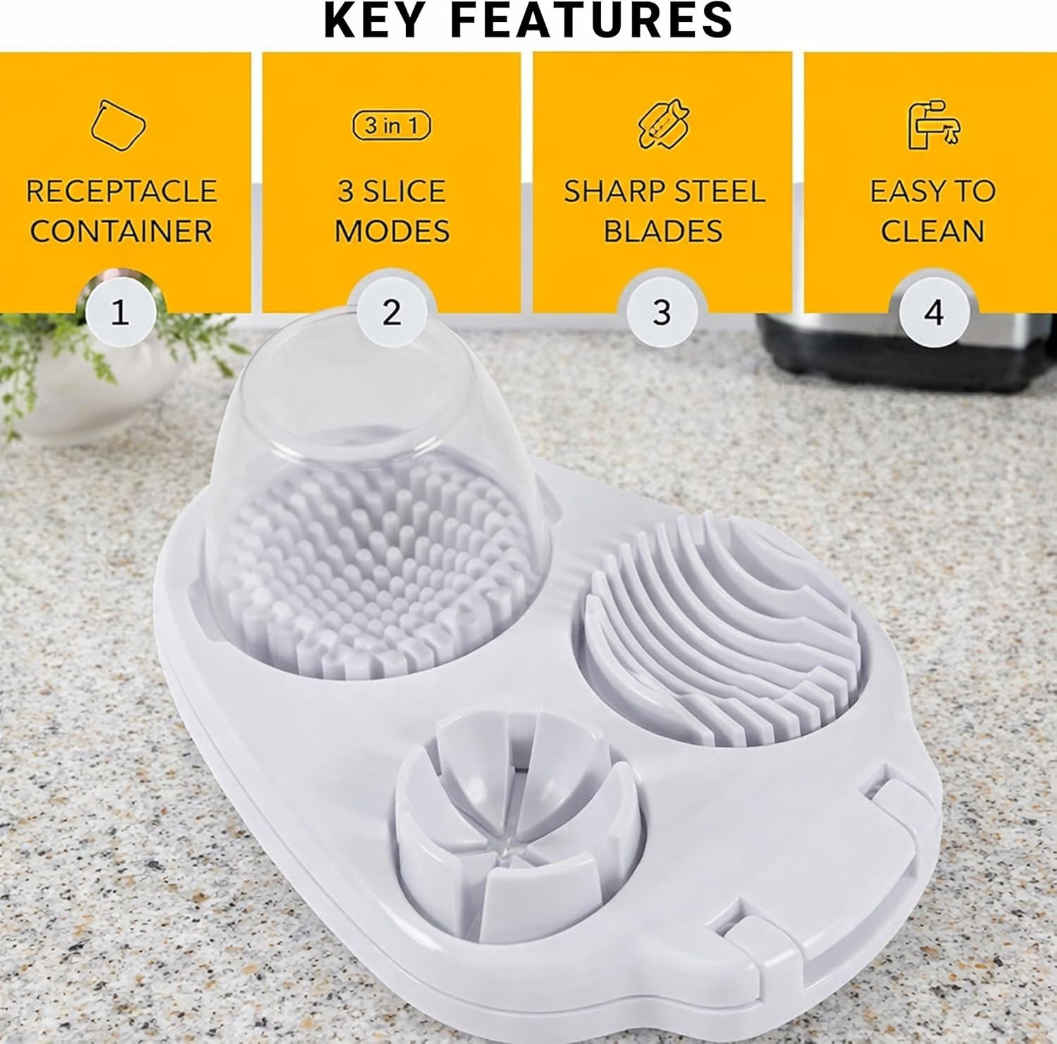 3-in-1 Egg Slicer with Stainless Steel Wire
