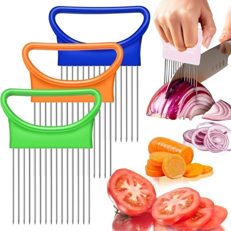 Stainless Steel Onion Slicer Holder Vegetable Chopper Cutter Kitchen Tool