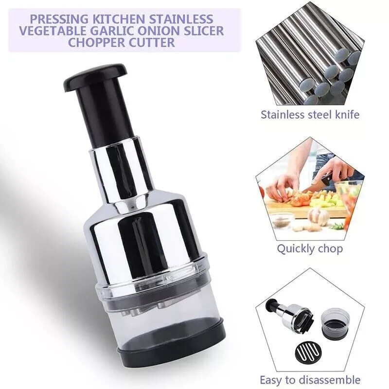 2x Manual Hand Press Garlic Onion Vegetable Food Chopper Cutter Processor Dicer