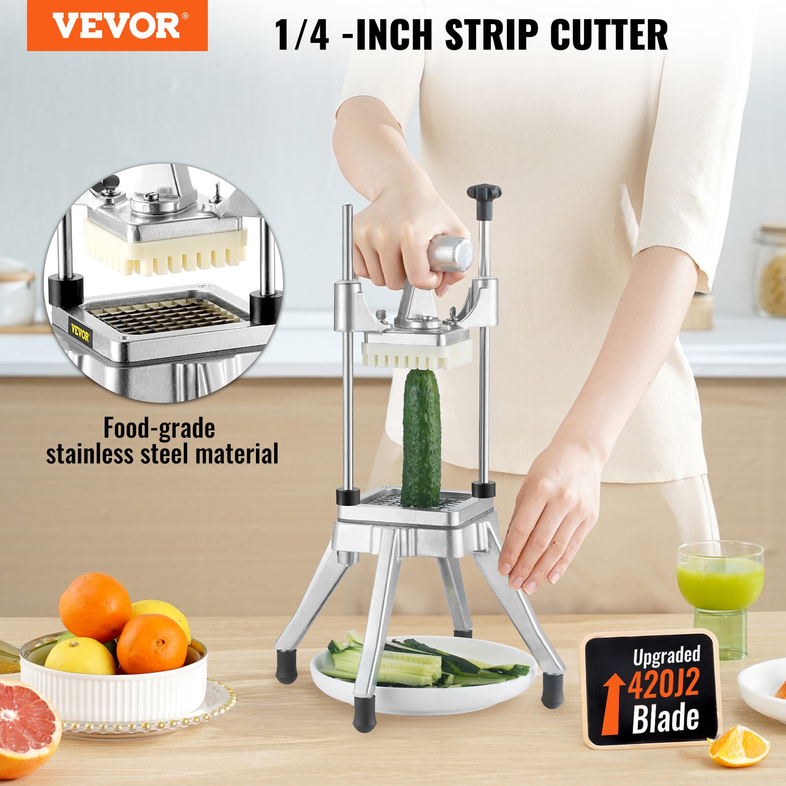VEVOR 1/4” Vegetable Dicer Commercial Fruit Slicer Chopper French Fry Cutter