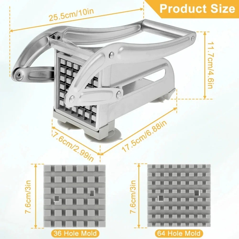 1pack Stainless Steel Manual Potato Cutter 4 in 1 French Fries Slicer Potato Chi