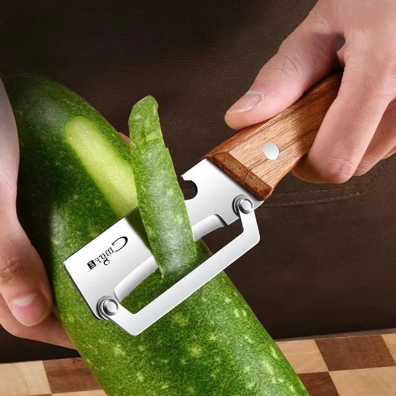 1 Pc Stainless Steel Peeler with Wooden Handle – Fruit & Vegetable Slicer