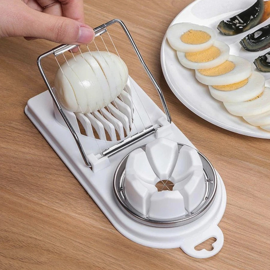 2-in-1 Egg Cutter Stainless Steel Wire Slicer with PP Base Kitchen Tool – NEW