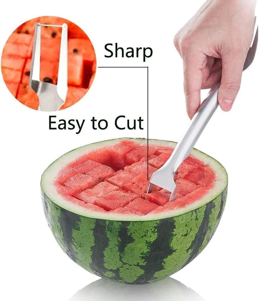 Watermelon Slicer Cutter,2-in-1 Fork Stainless Steel Fruit Cutting Artifact Lot