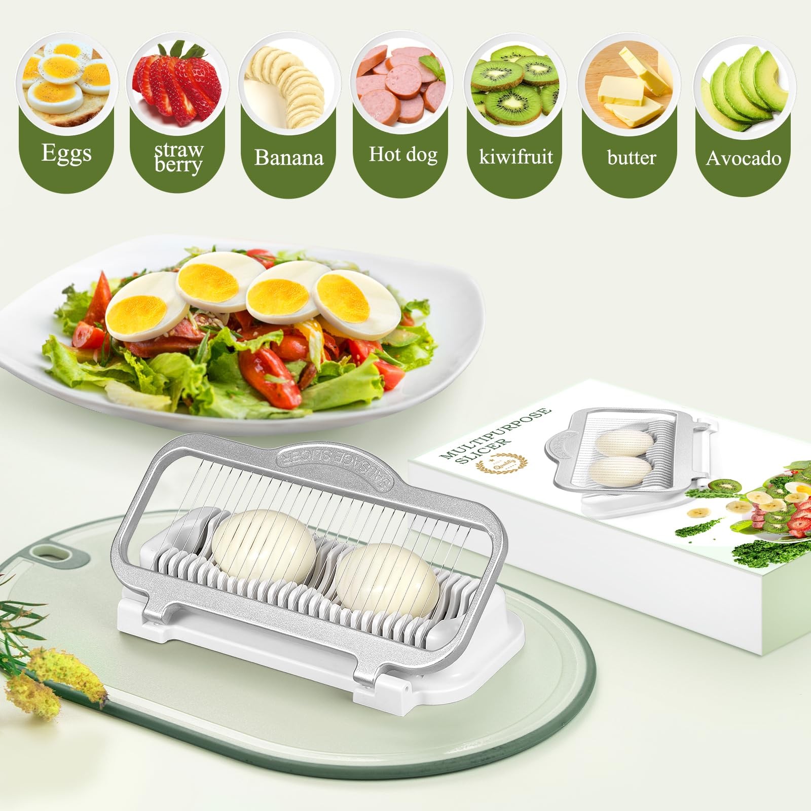 Egg & Banana Slicer for Hard-Boiled Eggs, Fruit, Heavy Duty Aluminum