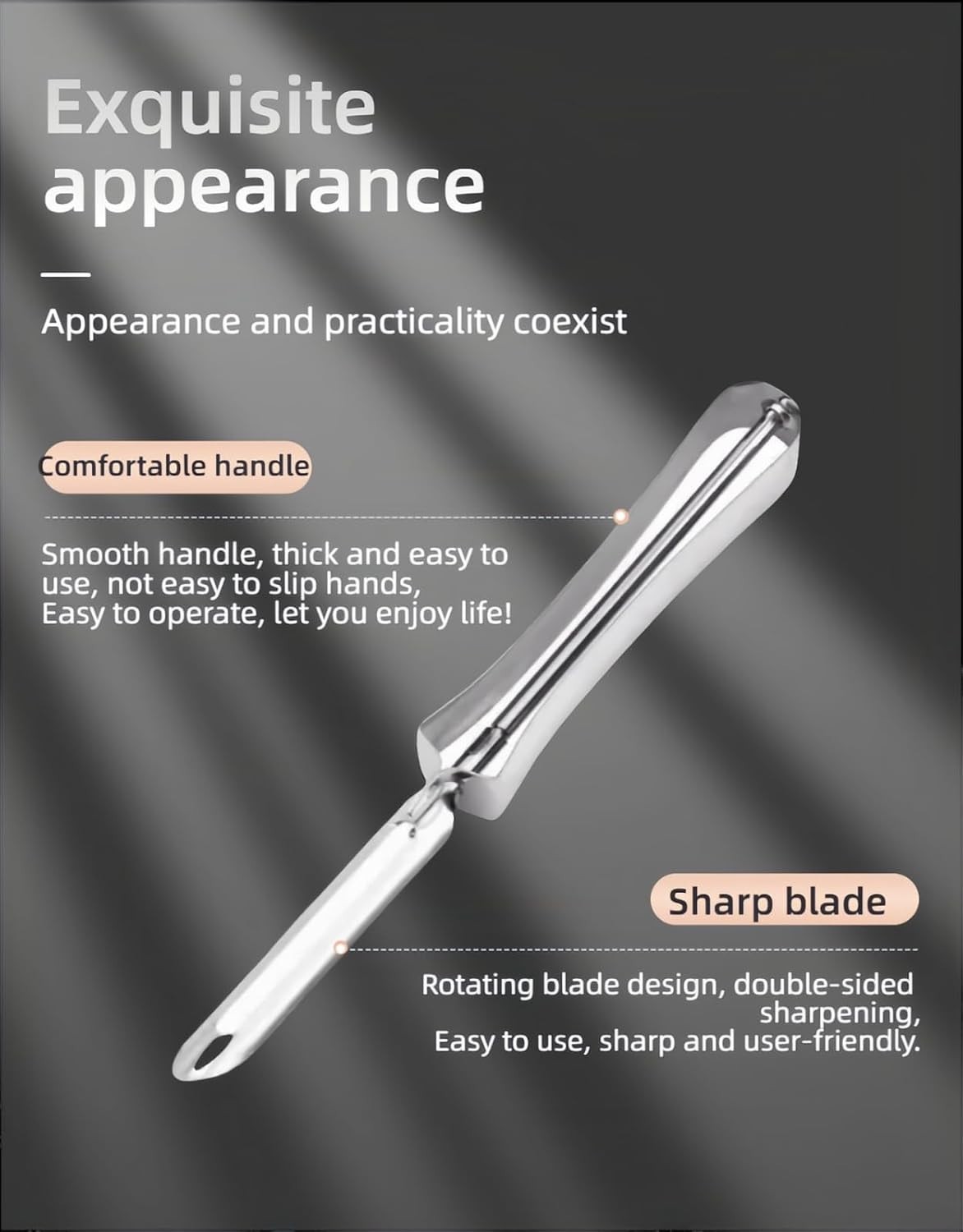 Professional Stainless Steel Peeler – Ergonomic Swivel Blade Design for Easy …