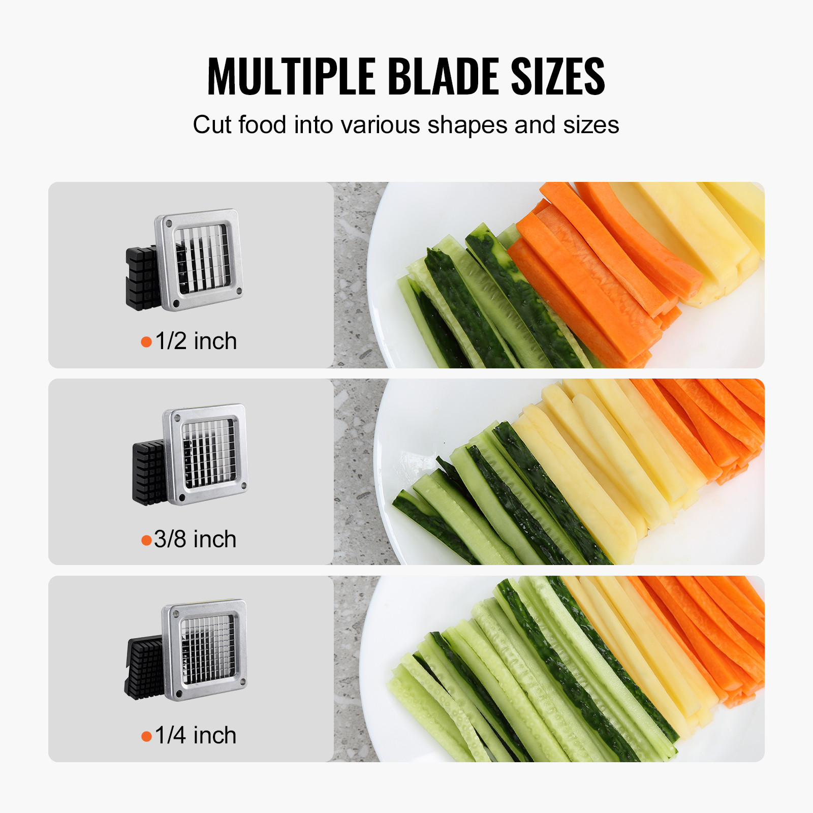 French Fry Cutter Stainless Steel Potato Vegetable Slicer Chopper 3 Blades