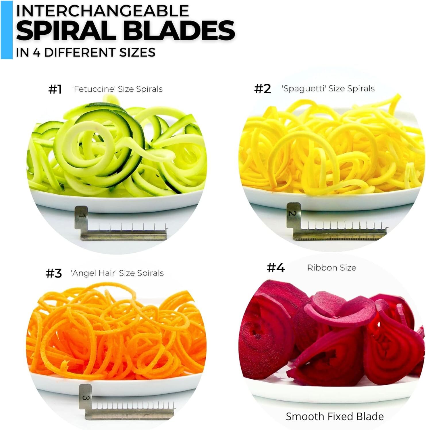 ICO 3-Blade Steel Vegetable Spiralizer Slicer and Curly Fry Cutter Zoodles Make