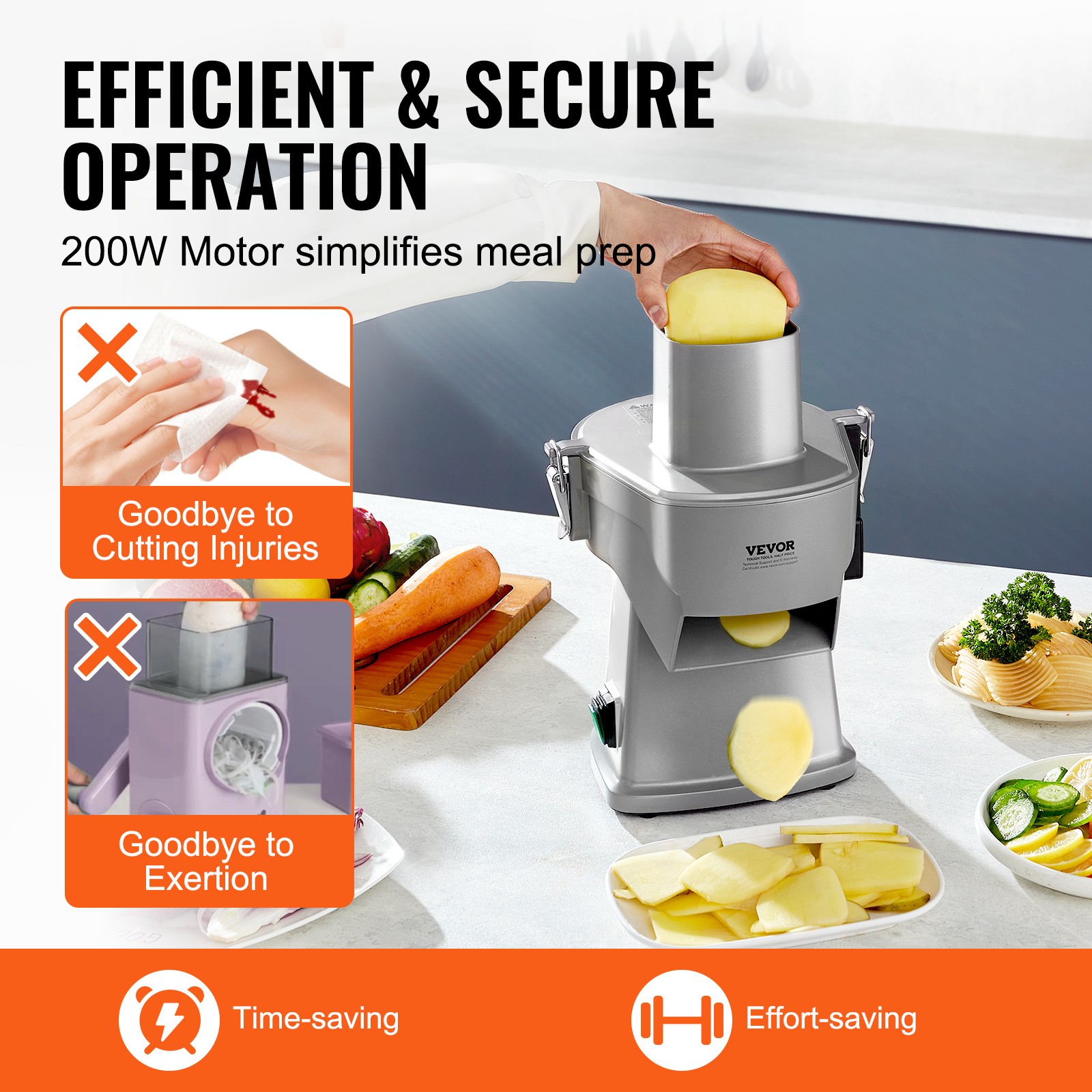 VEVOR Electric Vegetable Slicer 4 in 1 Food Cutter 200W Vegetable Chopper Dicer