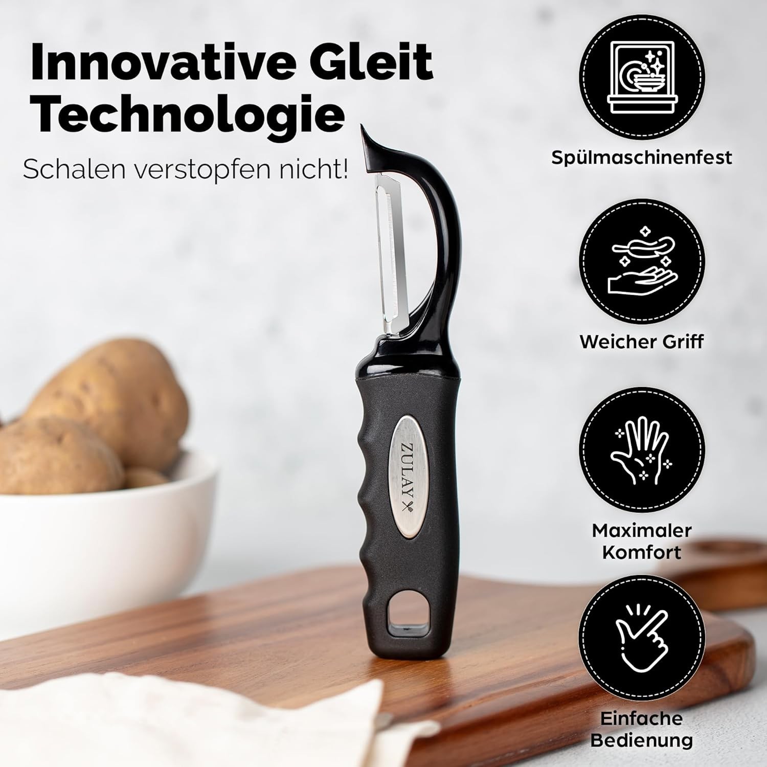 Durable Stainless Steel Vegetable Peeler with Ergonomic Non-Slip Handle – Black