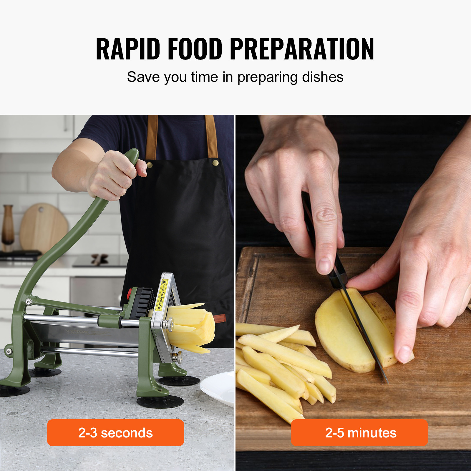 French Fry Cutter Stainless Steel Potato Vegetable Slicer Chopper 3 Blades