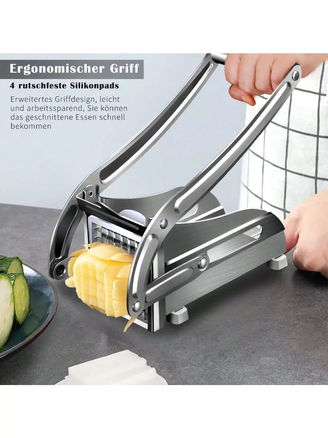 French Fry Stainless Steel Cutter with Suction Feet for Potatoes Heavy Duty