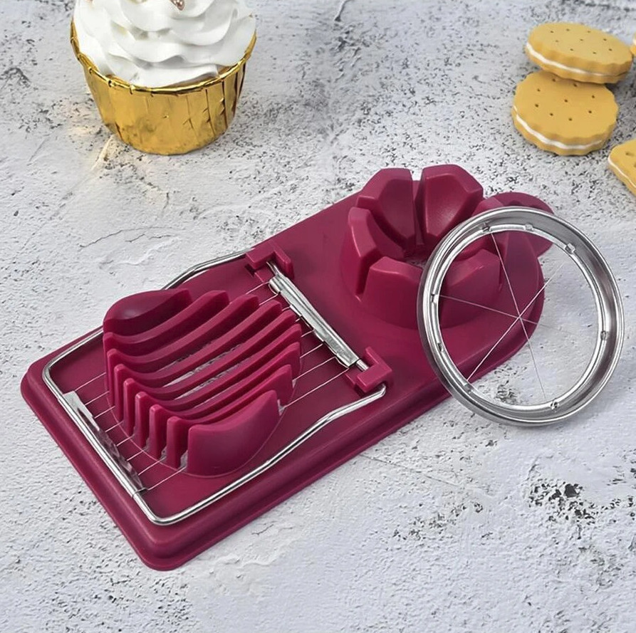 2-in-1 Egg Cutter Stainless Steel Wire Slicer with PP Base Kitchen Tool – NEW