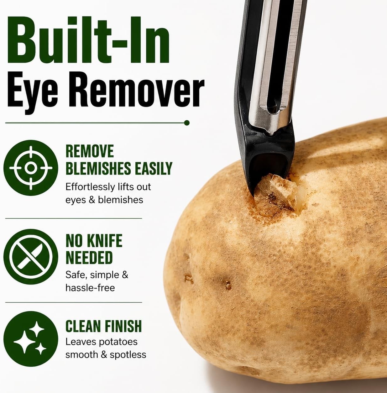 Black Premium Vegetable & Fruit Peeler – Stainless Steel Swivel Potato Peeler