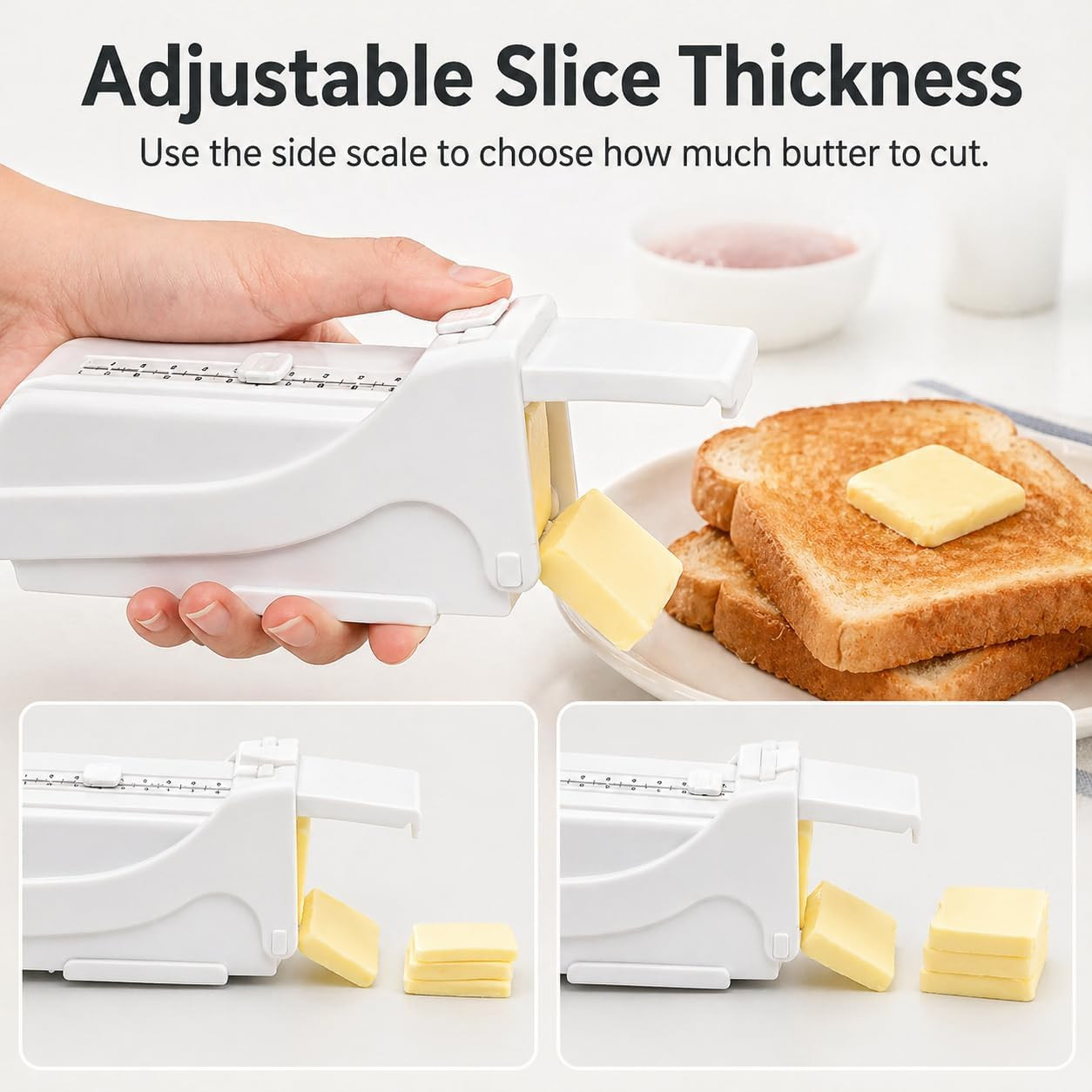 Butter Slicer and Dispenser, Adjustable Cutter for Stick Butter, White | ABS Bod