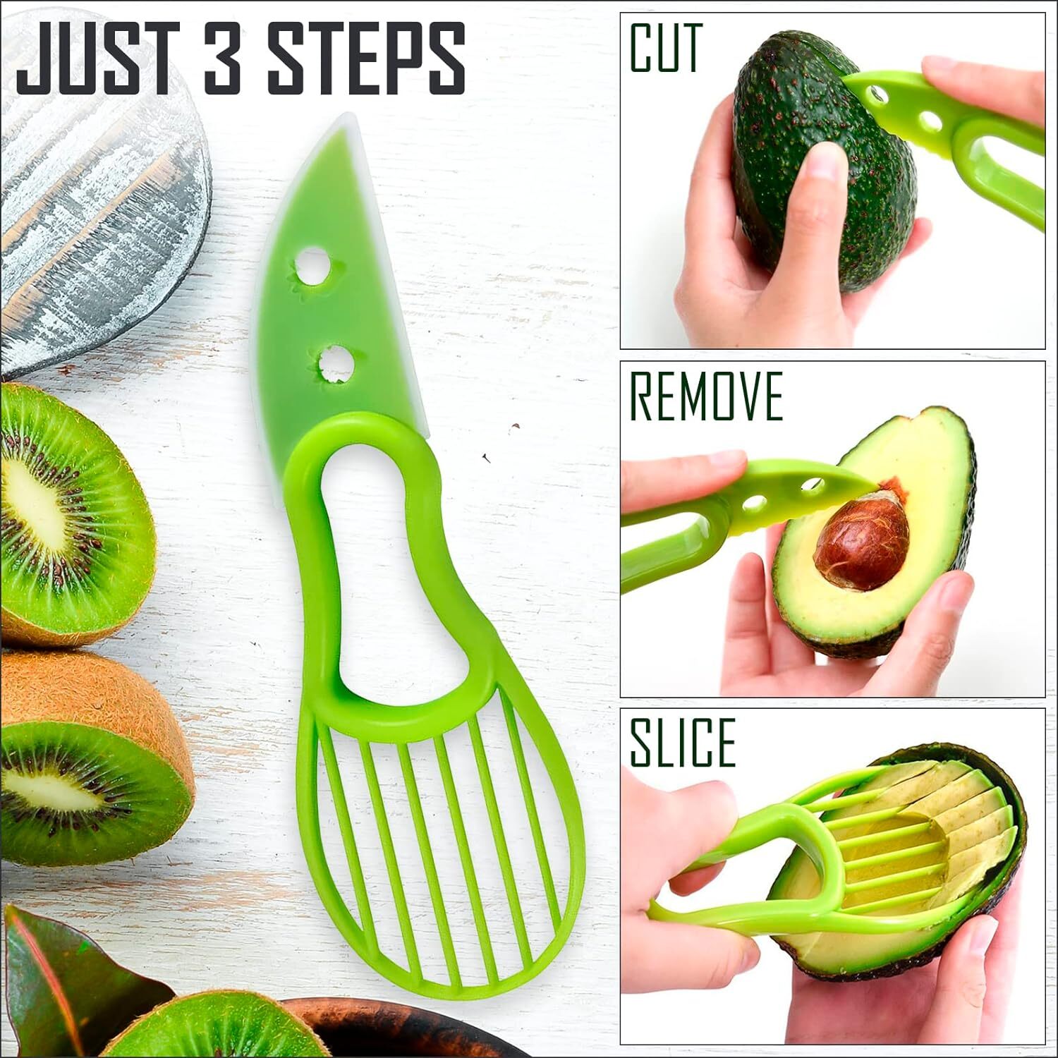 3 in 1 Avocado Slicer Shea Corer Butter Fruit Peeler Cutter Pulp Separator Plast