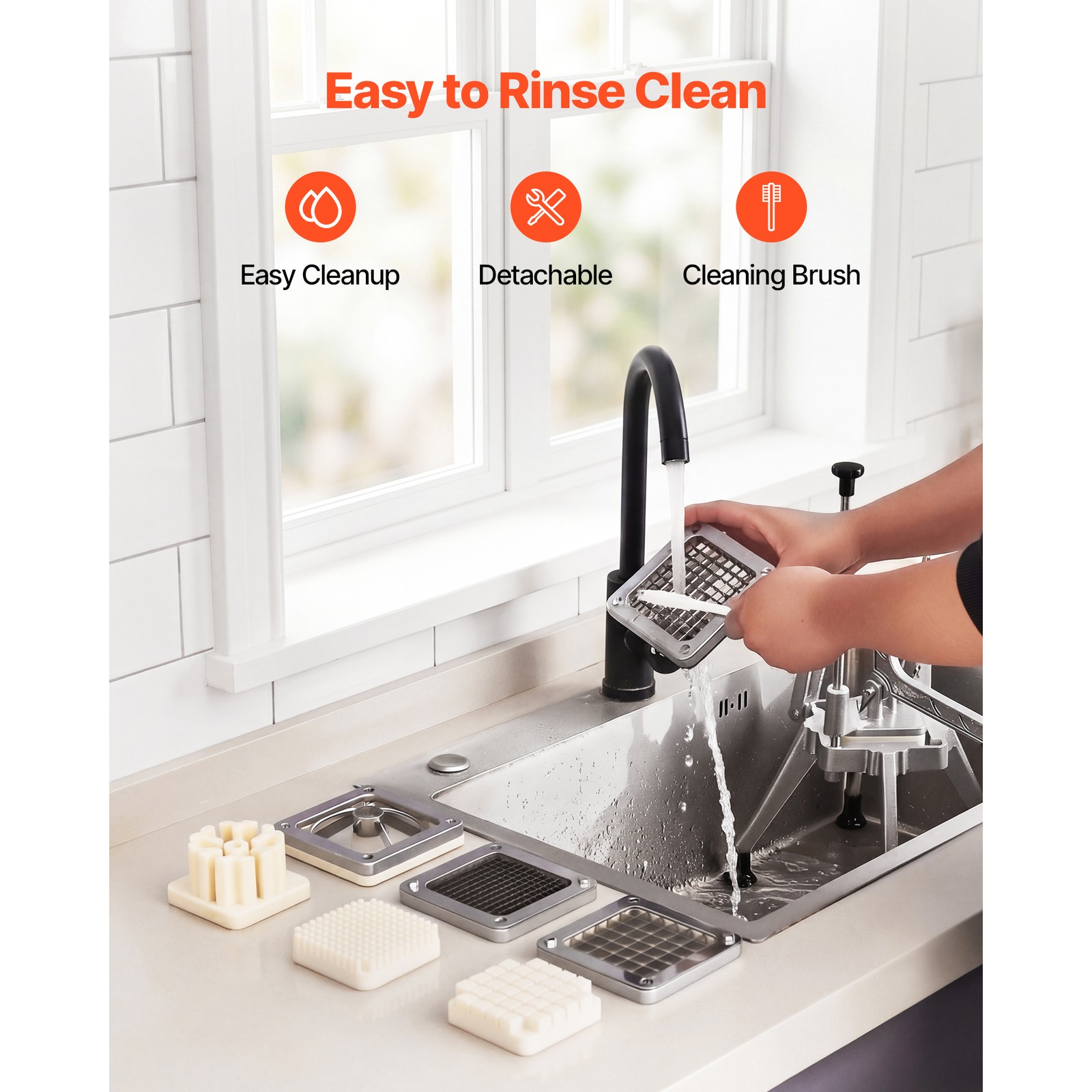 Uimoso Commercial French Fry Cutter with 4 Interchangeable Blades