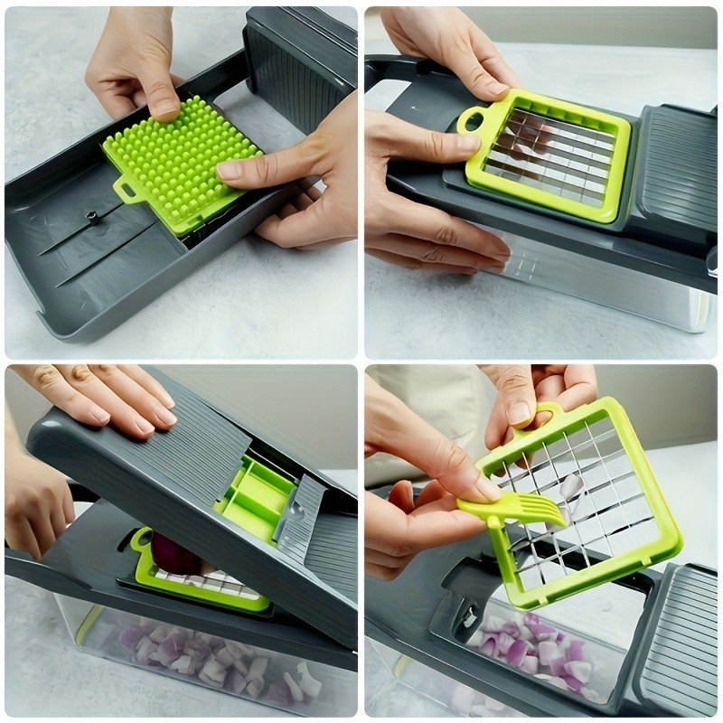 16-in-1 Multifunctional Vegetable Chopper Set with Stainless Steel Blades