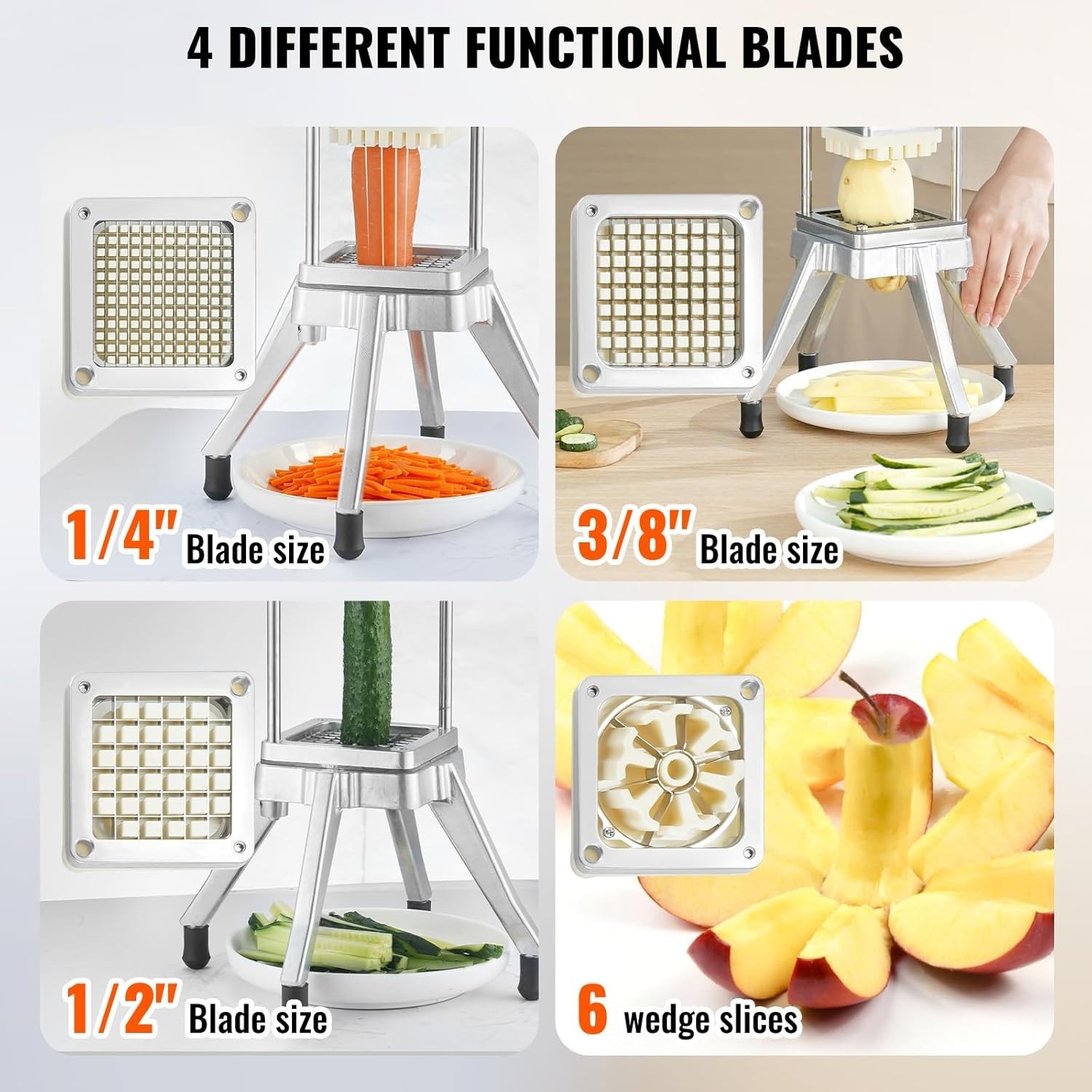 Commercial Vegetable Chopper w/ 4 Replacement Blades, Stainless Steel French …