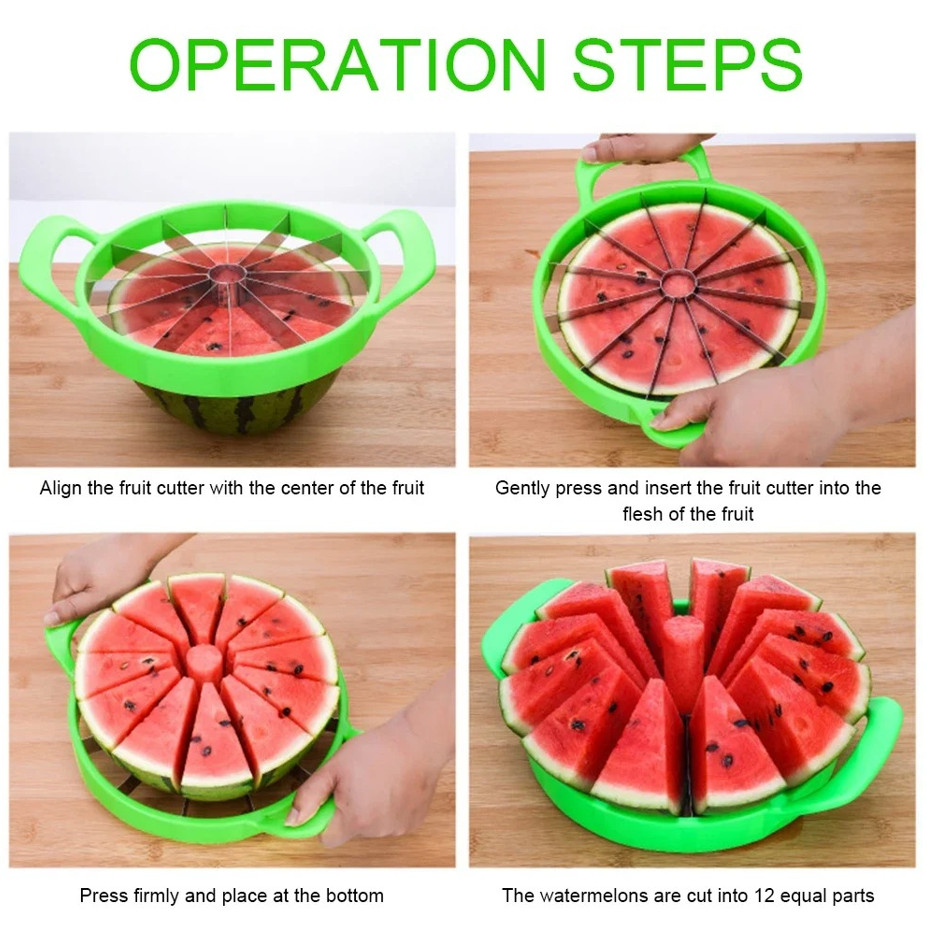 1 pc Stainless Steel Watermelon Slicer Cutter 12 Slice Fruit Divider Tool