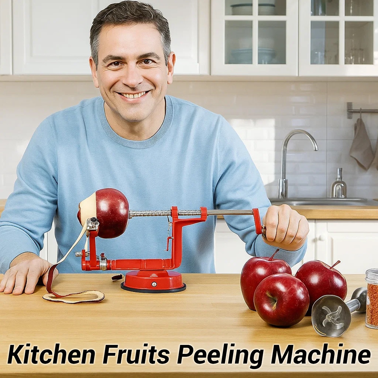 3 in 1 Heavy Duty Fruit Peeler Apple Peeler Corer Slicer Potato w/ Suction Base