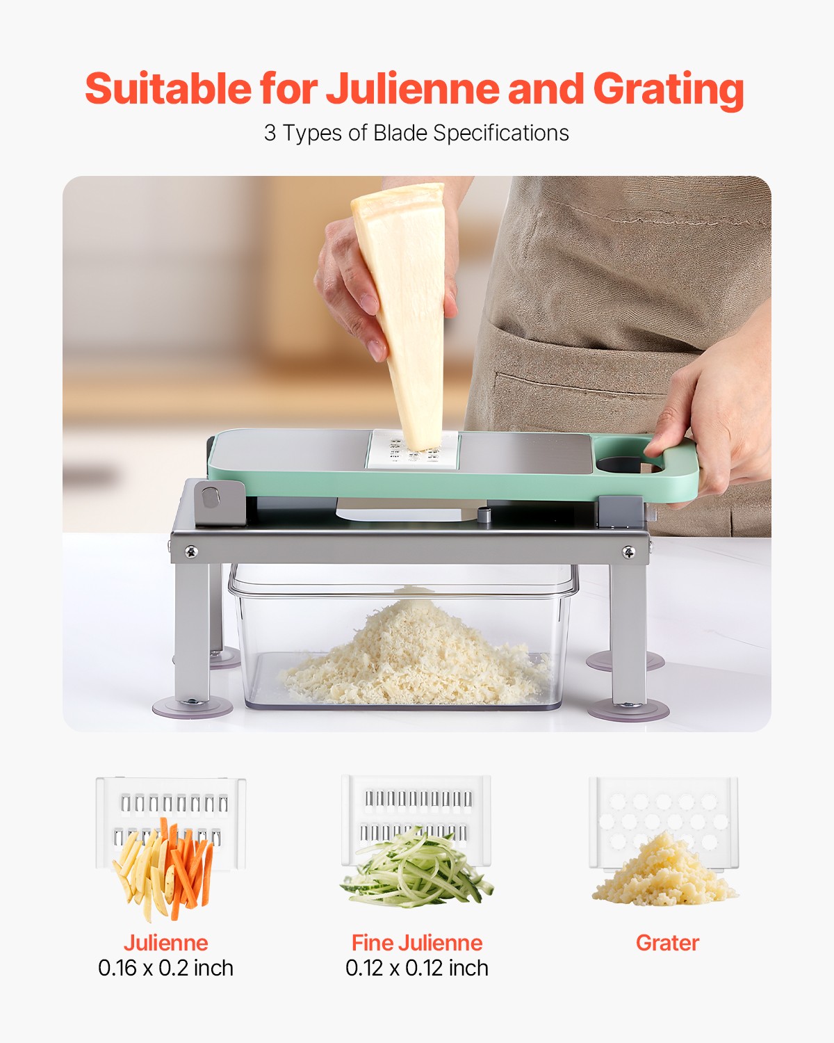 VEVOR Vegetable Chopper Mandoline Slicer All-in-1 Food Veggie Cutter 9 Blades
