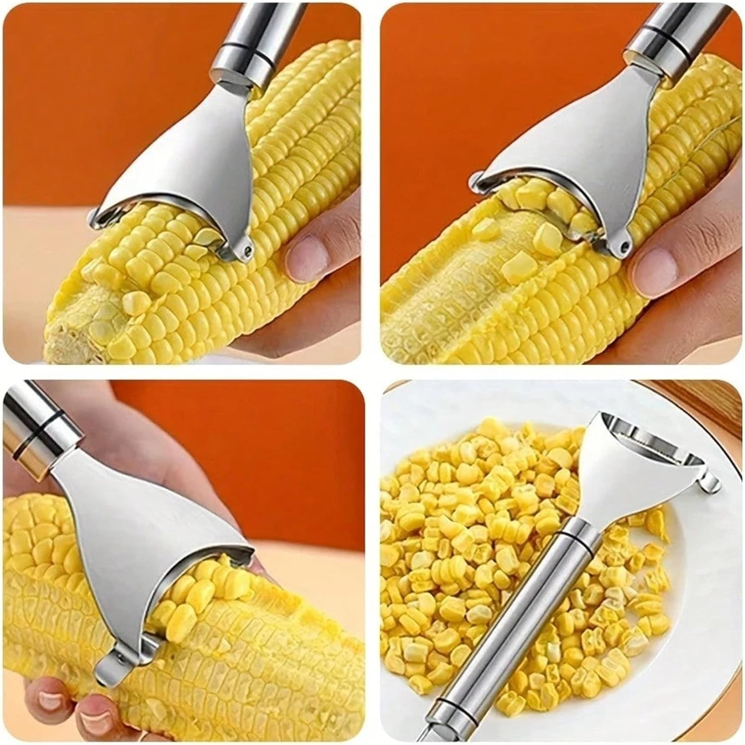 3x Kitchen Cutter Thresher Tool Stainless Steel Corn Cob Peeler Stripper Remover