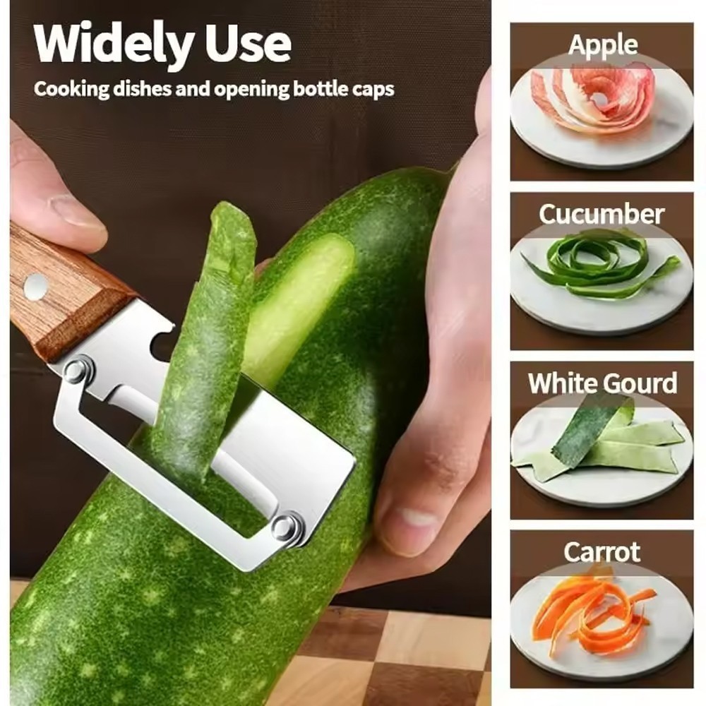 1-3x Stainless Steel Peeler with Wooden Handle–Fruit & Vegetable Slicer-2026 HOT