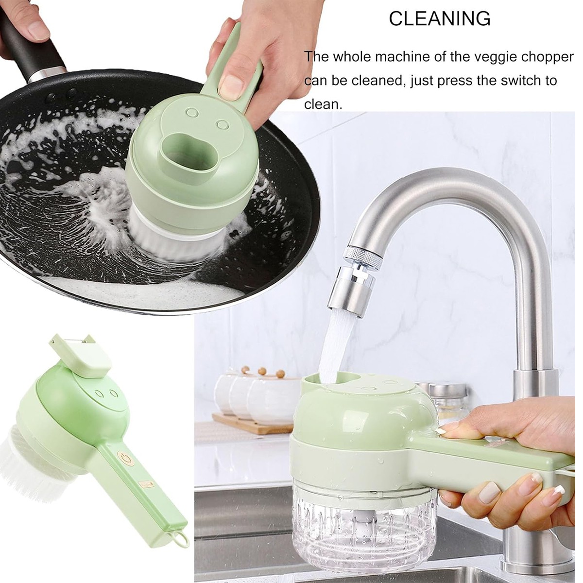 4 in 1 Handheld Electric Vegetable Cutter set UsBCharger Ginger Grinder Machine