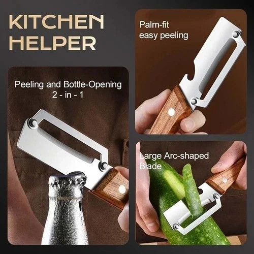 Wooden Multi Functional Vegetable Peeler for Kitchen Veggie Fruit Carrot Orange