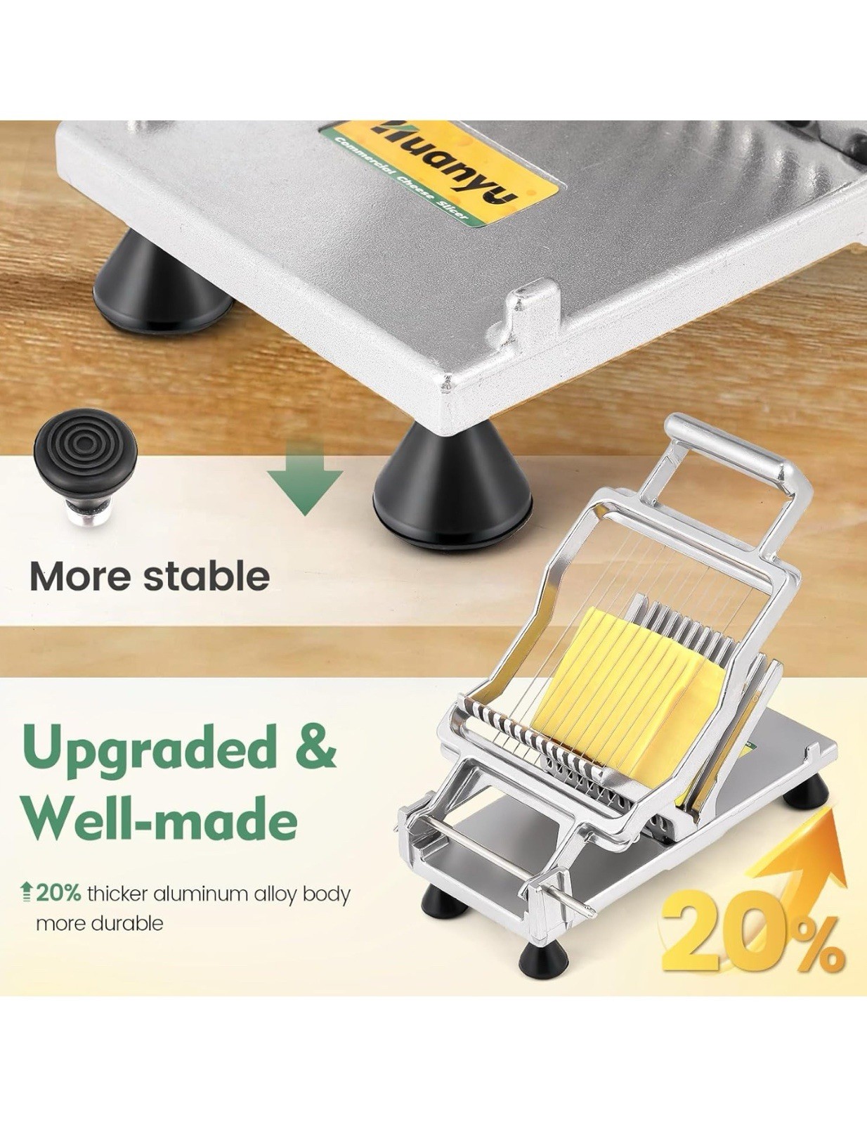 Huanyu Cheese Slicer Commercial Block Cheeses Cutter Board with 316 Stainless St