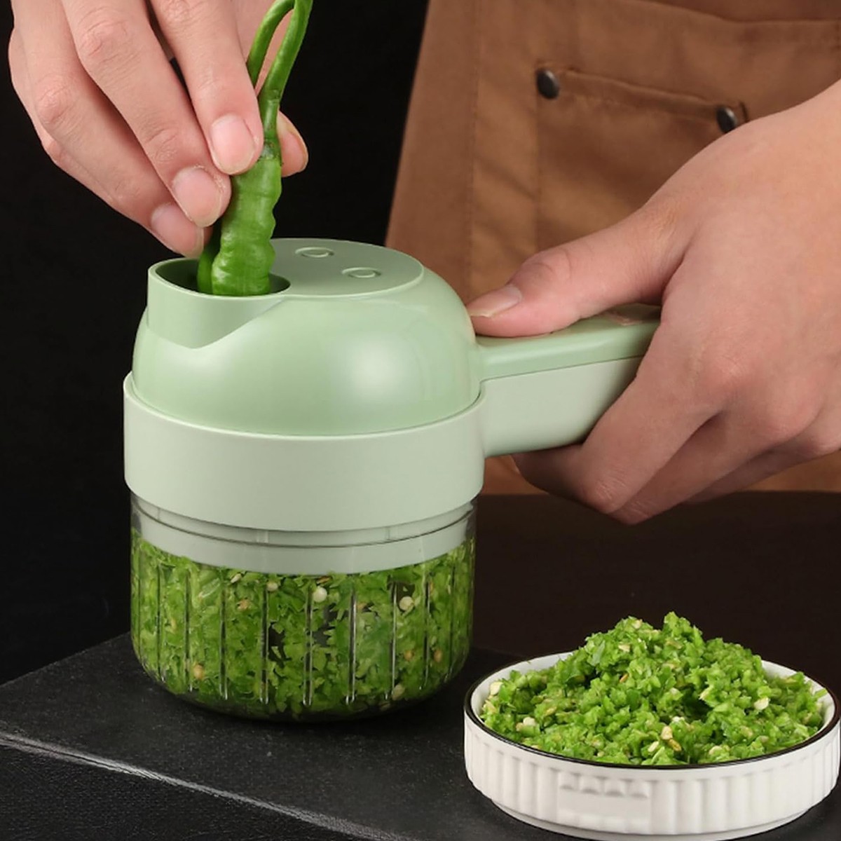 4 in 1 Handheld Electric Vegetable Cutter set UsBCharger Ginger Grinder Machine