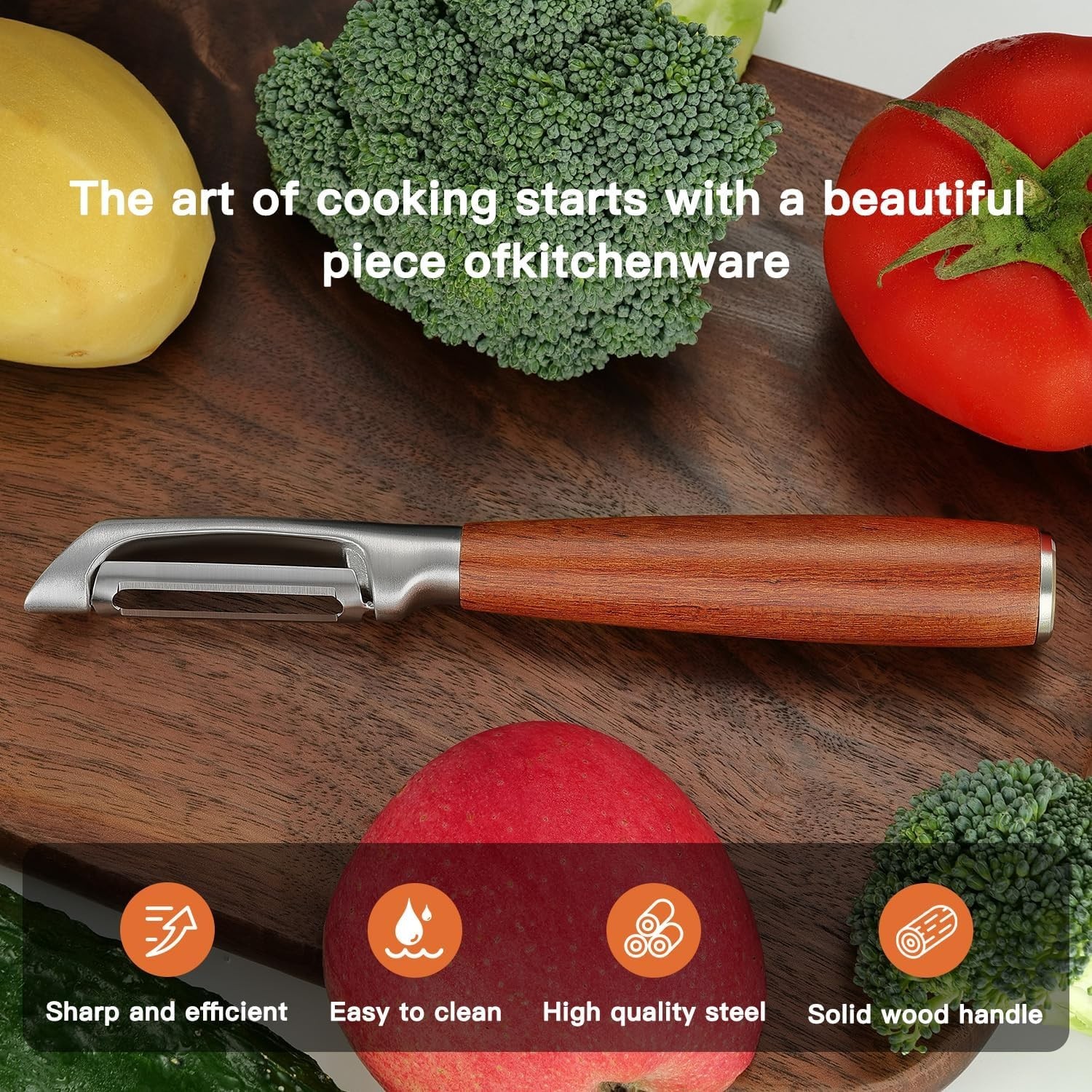 Kitchen Peeler Stainless Steel Fruit Vegetable Peeler with Wood Handle