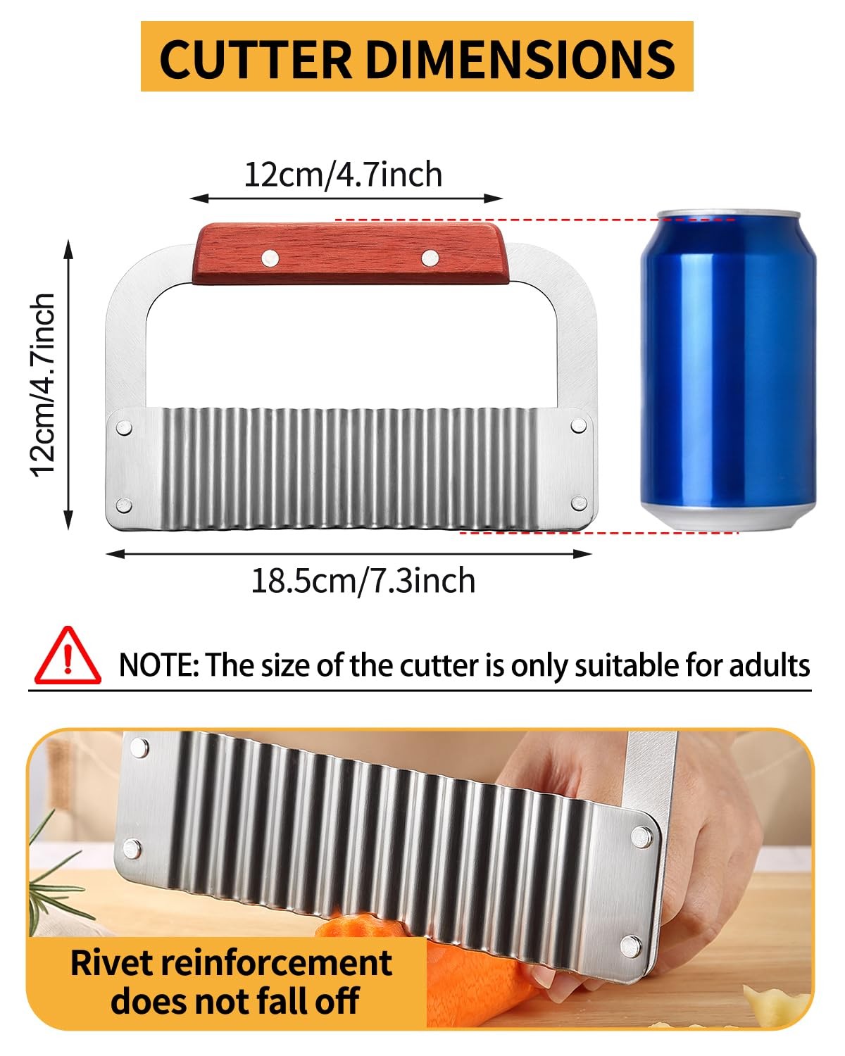 Crinkle Cutter Stainless Steel Potato Slicer Heavy Duty Wavy Crinkle Cutting