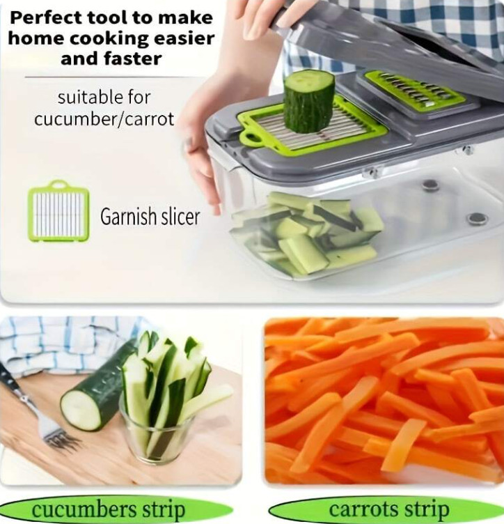 1 Set 16pcs Vegetable Chopper – Manual Slicer Grater Cutter with Container-NEW